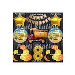 Parti Station İnşaat Konsept Kamyon Balon Set 8 Yaş Siyah İnşaat Tema Kamyon Doğum Günü Balon Set