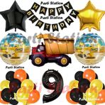Parti Station İnşaat Konsept Kamyon Balon Set 9 Yaş İnşaat Tema Kamyon Tema Doğum Günü Balon Set