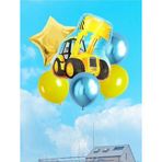 Parti Station İnşaat Konsept Kamyon Balon Set İnşaat Kepçe Balon Doğum Günü Balon Buketi