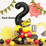Parti Station İnşaat Tema 2 Yaş Doğum Günü Balon Karşılama Seti Dozer Kamyon Mikser Konsept Parti Balon Seti