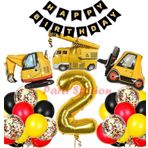 Parti Station İş Makinaları İnşaat Parti 2 Yaş Balon Set Kepçe Balon Vinç Balon Kamyon Balon Doğum Günü Set