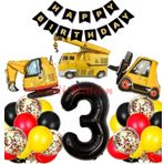 Parti Station İş Makinaları İnşaat Parti 3 Yaş Balon Set Kepçe Balon Vinç Balon Kamyon Balon Doğum Günü Set