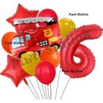 Parti Station Itfaiye 6 Yaş Balon Set Fireman Folyo Balon Set İtfaiye Konsept Doğum Günü Set