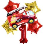 Parti Station İtfaiye Fireman Balon 1 Yaş Doğum Günü Balon Set Araçlar Konsept İtfaiye Balon Ve Rakam Balon