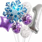 Parti Station Kar Tanesi Frozen Elsa Kış Konsept Snowflake 1 Yaş Balon Konsept Doğum Günü Set Yaş Balon Set