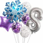 Parti Station Kar Tanesi Frozen Elsa Kış Konsept Snowflake 8 Yaş Balon Konsept Doğum Günü Set Yaş Balon Set