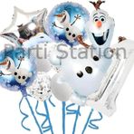 Parti Station Karlar Ülkesi Frozen Elsa Olaf 1 Yaş Balon Set Frozen Elsa Olaf Konsept Doğum Günü Folyo Balon Set