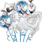 Parti Station Karlar Ülkesi Frozen Elsa Olaf 4 Yaş Balon Set Frozen Elsa Olaf Konsept Doğum Günü Folyo Balon Set