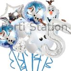 Parti Station Karlar Ülkesi Frozen Elsa Olaf 5 Yaş Balon Set Frozen Elsa Olaf Konsept Doğum Günü Folyo Balon Set