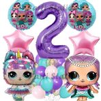 Parti Station Konsept 2 Yaş Balon Set Unicorn Mor Rakam Balon Parti Doğum Günü Balon Set