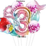 Parti Station Küçük Deniz Kızı Ariel 3 Yaş Balon Set Little Mermaid Balloon Set Deniz Kızı Ariel Doğum Günü Set