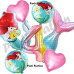 Parti Station Küçük Deniz Kızı Ariel 4 Yaş Balon Set Little Mermaid Balloon Set Deniz Kızı Ariel Doğum Günü Set