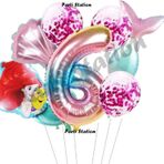 Parti Station Küçük Deniz Kızı Ariel 6 Yaş Balon Set Little Mermaid Balloon Set Deniz Kızı Ariel Doğum Günü Set