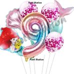 Parti Station Küçük Deniz Kızı Ariel 9 Yaş Balon Set Little Mermaid Balloon Set Deniz Kızı Ariel Doğum Günü Set