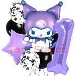 Parti Station Kuromi 1 Yaş Balon Set Yıldız Balon Anime Sanrio Hello Kitty Kuromi Konsept Doğum Günü Balon Set