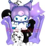 Parti Station Kuromi 11 Yaş Balon Set Yıldız Balon Anime Sanrio Hello Kitty Kuromi Konsept Doğum Günü Balon Set
