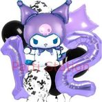 Parti Station Kuromi 12 Yaş Balon Set Yıldız Balon Anime Sanrio Hello Kitty Kuromi Konsept Doğum Günü Balon Set