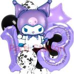 Parti Station Kuromi 13 Yaş Balon Set Yıldız Balon Anime Sanrio Hello Kitty Kuromi Konsept Doğum Günü Balon Set