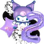 Parti Station Kuromi 2 Yaş Balon Set Yıldız Balon Anime Sanrio Hello Kitty Kuromi Konsept Doğum Günü Balon Set