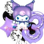 Parti Station Kuromi 3 Yaş Balon Set Yıldız Balon Anime Sanrio Hello Kitty Kuromi Konsept Doğum Günü Balon Set