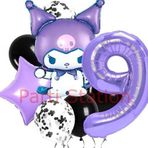 Parti Station Kuromi 9 Yaş Balon Set Yıldız Balon Anime Sanrio Hello Kitty Kuromi Konsept Doğum Günü Balon Set