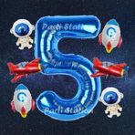 Parti Station Lacivert Renk Rakam Balon Uzay Konsept 5 Yaş Doğum Günü Balon Set Galaksi Astronot Space Roket Balon