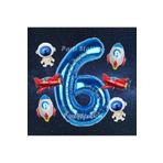 Parti Station Lacivert Renk Rakam Balon Uzay Konsept 6 Yaş Doğum Günü Balon Set Galaksi Astronot Space Roket Balon