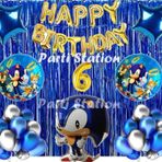 Parti Station Lacivert Tilki Sonic Boom Konsept 6 Yaş Balon Set Sonic Tema Doğum Günü Arka Fon Süsleme Balonlu Set