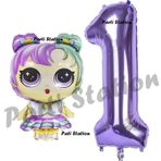Parti Station Lol Bebek 1 Yaş Balon Ve Mor Rakam Balon Doğum Günü Parti Set