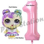 Parti Station Lol Bebek 1 Yaş Balon Ve Pembe Rakam Balon Doğum Günü Parti Set