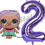 Parti Station Mermaid Bebek 2 Yaş Balon Ve Mor Rakam Balon Doğum Günü Parti Set