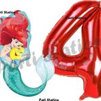 Parti Station Mermaid Deniz Kızı Ariel 4 Yaş Balon ve Kırmızı Rakam Balon Doğum Günü Parti Balon Set