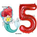 Parti Station Mermaid Deniz Kızı Ariel 5 Yaş Balon Ve Kırmızı Rakam Balon Doğum Günü Parti Balon Set