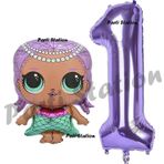 Parti Station Mermaid LOL Bebek 1 Yaş Balon ve Mor Rakam Balon Doğum Günü Parti Set