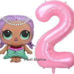 Parti Station Mermaid Lol Bebek 2 Yaş Balon Ve Pembe Rakam Balon Doğum Günü Parti Set