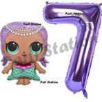 Parti Station Mermaid Lol Bebek 7 Yaş Balon Ve Mor Rakam Balon Doğum Günü Parti Set