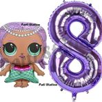 Parti Station Mermaid Lol Bebek 8 Yaş Balon Ve Mor Rakam Balon Doğum Günü Parti Set