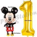 Parti Station Mickey Mouse Balon 1 Yaş Doğum Günü Set Mickey Mouse Konsept Balon Ve Gold Rakam Balon