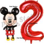 Parti Station Mickey Mouse Balon 2 Yaş Doğum Günü Set Mickey Mouse Konsept Balon Ve Kırmızı Rakam Balon