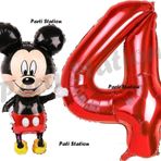 Parti Station Mickey Mouse Balon 4 Yaş Doğum Günü Set Mickey Mouse Konsept Balon Ve Kırmızı Rakam Balon