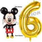 Parti Station Mickey Mouse Balon 6 Yaş Doğum Günü Set Mickey Mouse Konsept Balon Ve Gold Rakam Balon