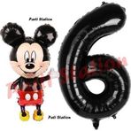 Parti Station Mickey Mouse Balon 6 Yaş Doğum Günü Set Mickey Mouse Konsept Balon Ve Siyah Rakam Balon