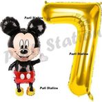Parti Station Mickey Mouse Balon 7 Yaş Doğum Günü Set Mickey Mouse Konsept Balon Ve Gold Rakam Balon
