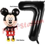 Parti Station Mickey Mouse Balon 7 Yaş Doğum Günü Set Mickey Mouse Konsept Balon Ve Siyah Rakam Balon