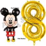 Parti Station Mickey Mouse Balon 8 Yaş Doğum Günü Set Mickey Mouse Konsept Balon Ve Gold Rakam Balon