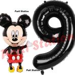 Parti Station Mickey Mouse Balon 9 Yaş Doğum Günü Set Mickey Mouse Konsept Balon ve Siyah Rakam Balon
