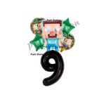 Parti Station Minecraft Balon 9 Yaş Doğum Günü Set Minecraft Konsept Yıldız Balon ve Siyah Rakam Balon