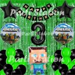 Parti Station Minecraft Balon Set 3 Yaş Minecraft Oyun Yeşil Konsept Doğum Günü Parti Balon Set