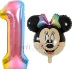 Parti Station Minnie Mouse 1 Yaş Balon Set Minnie Mouse Konsept Balon Ve Rengarenk Rakam Balon Set