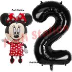 Parti Station Minnie Mouse 1 Yaş Doğum Günü Set Minnie Mouse Konsept Balon ve Siyah Rakam Balon Set - 2